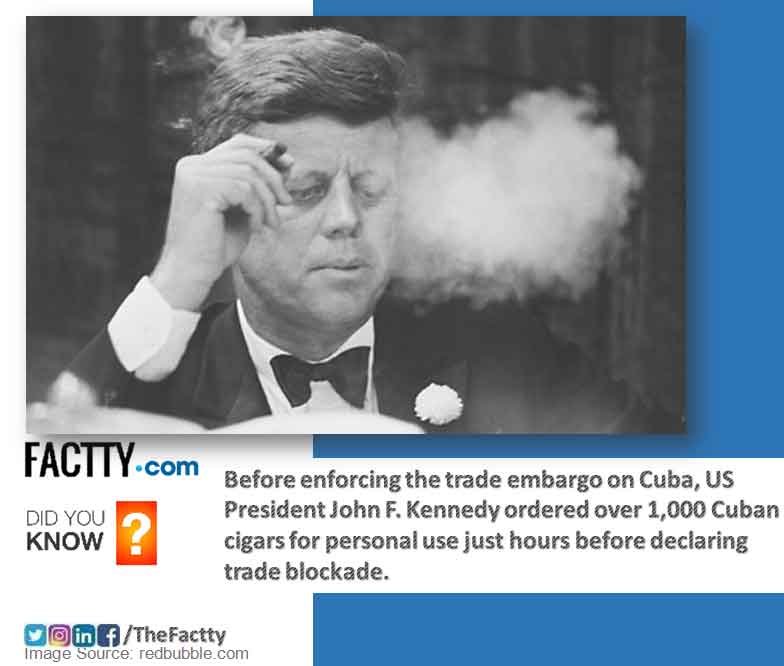 US President John F. Kennedy, cigars