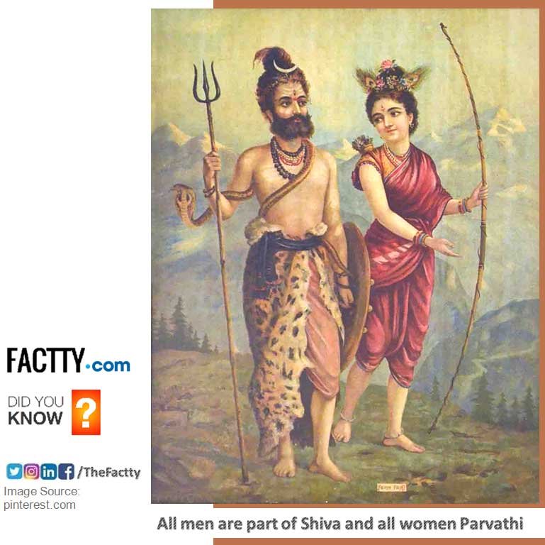 lord shiva with parvati modest avatar by raja ravi verma